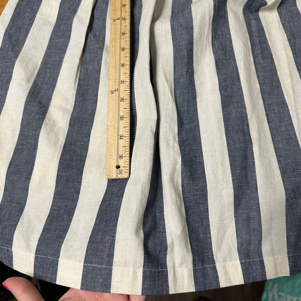 Lafayette 148 Ximena Striped Dress Women M Midi Coastal Linen Tie Pockets Career - Picture 10 of 10